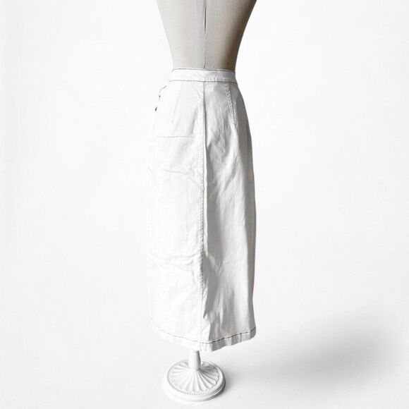 Jason Wu White Button Front Detail A-Line Denim High Waisted Maxi Skirt Size XS - Picture 5 of 6